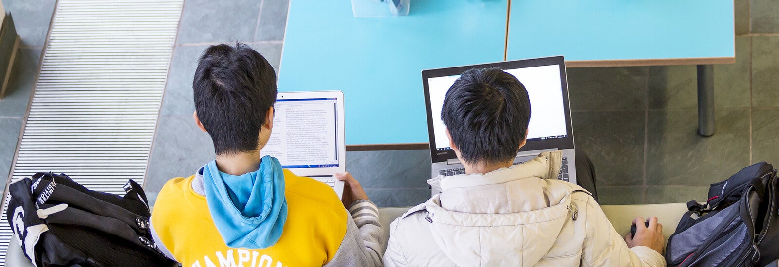 Students studying on campus