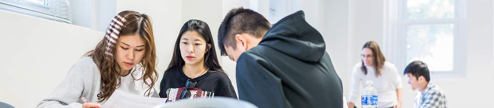 James Madison University students working in a classroom