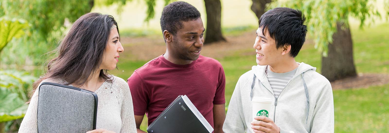Surrey students outside on campus