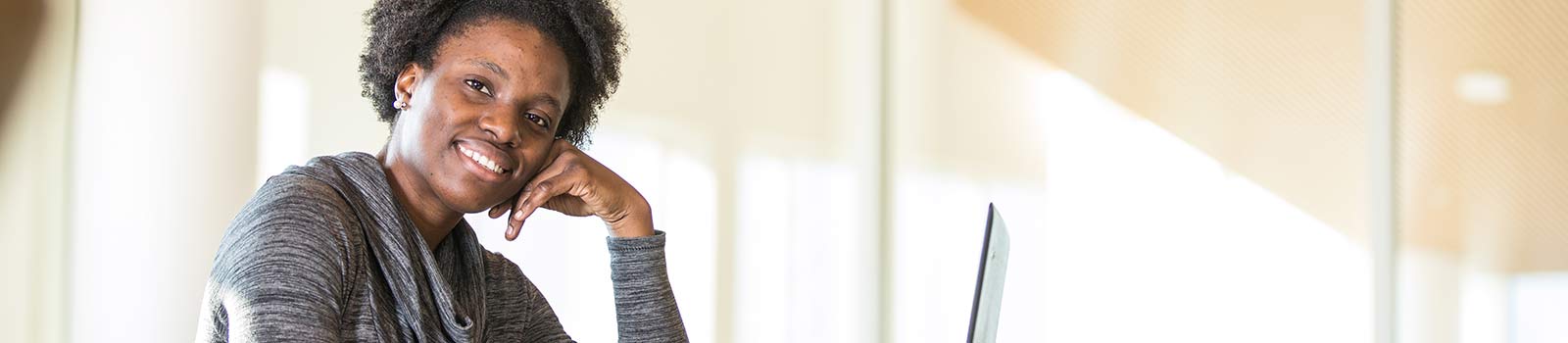 A student in a communal study area