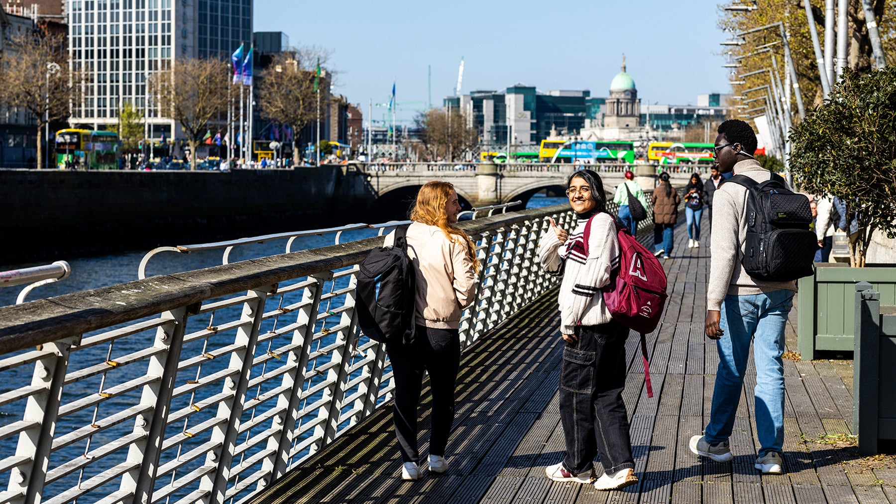 Dublin ISC students walking in the city. 