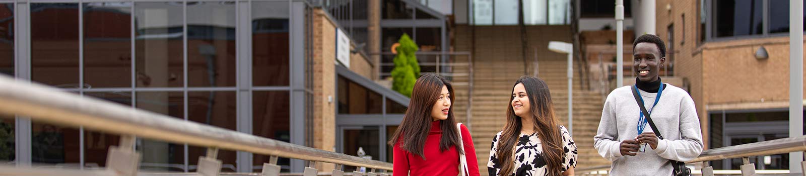 Students walking outside campus