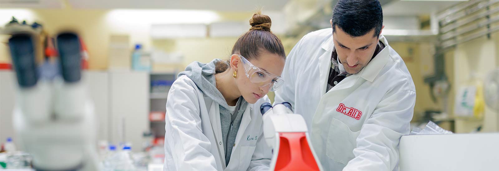 A student using a laboratory.