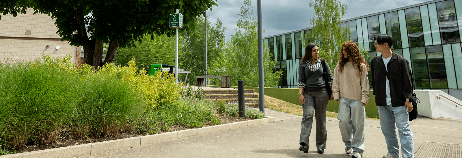 Students walking through the campus