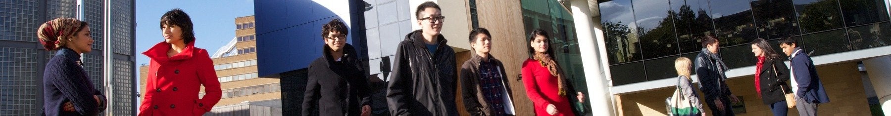 Students outside Huddersfield campus
