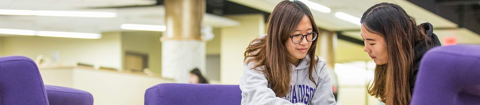 James Madison University students studying together