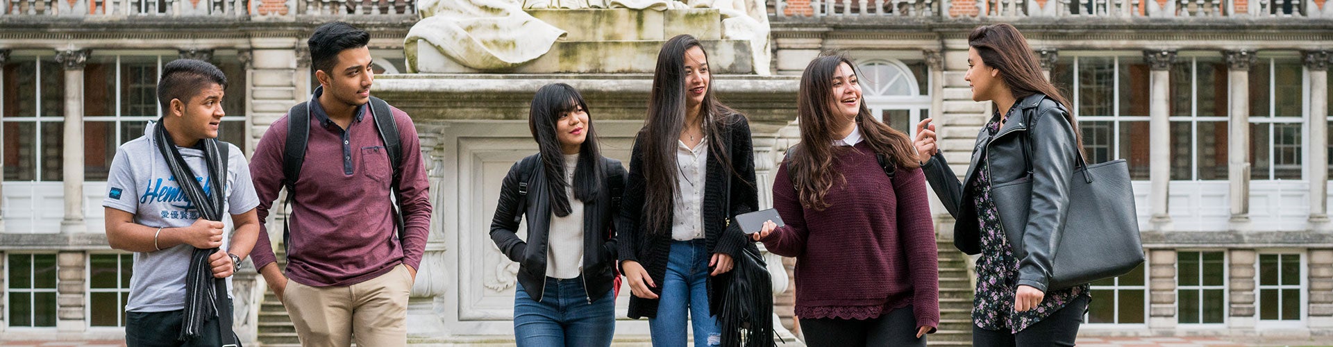 Group of students walking together outside