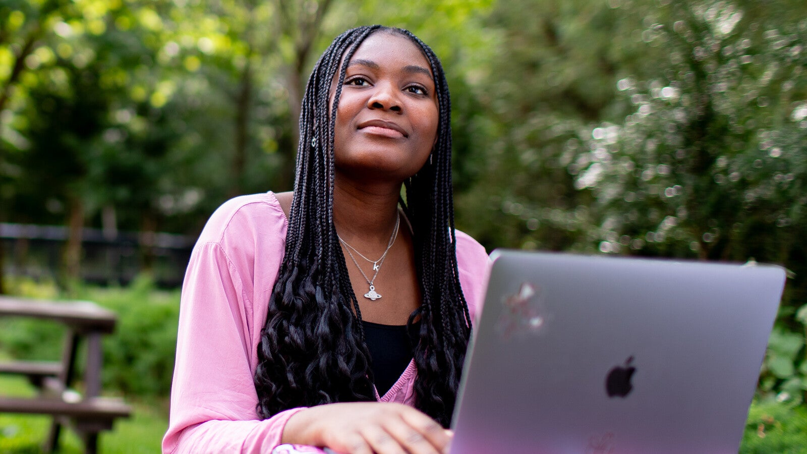 A University of Huddersfield - London student using a laptop