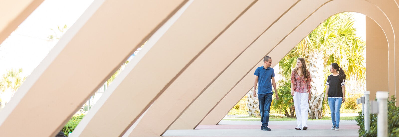 Students walking through campus