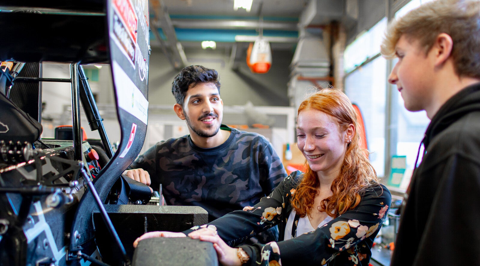 Engineering students smiling