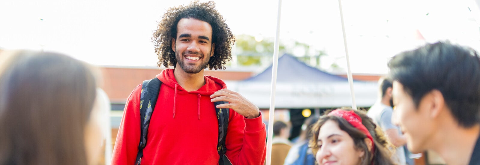 Group of students talking outside