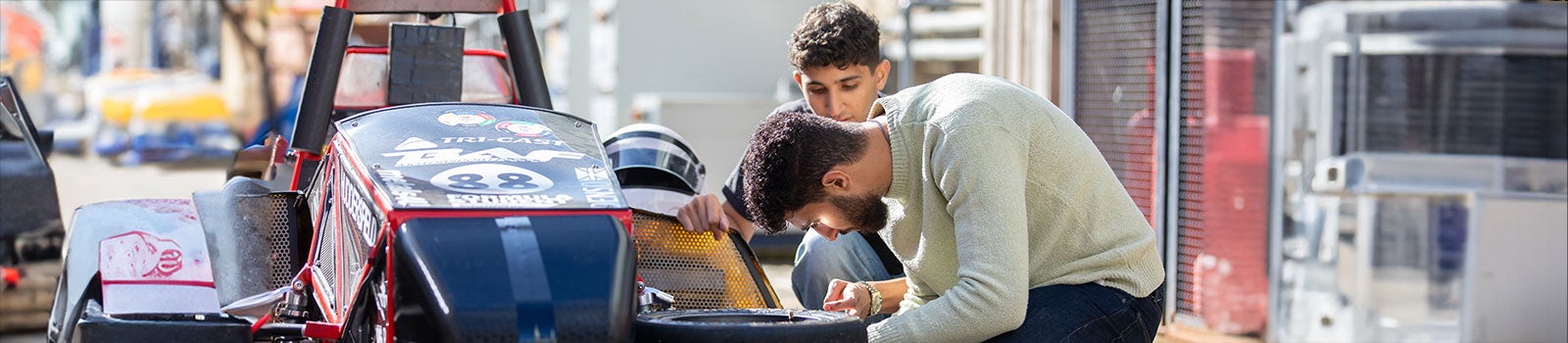 Student working on project in class
