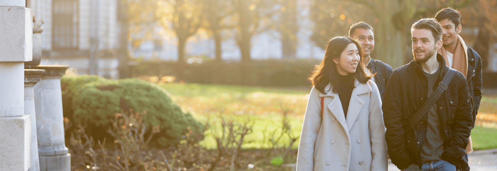 Cardiff students walking outside campus