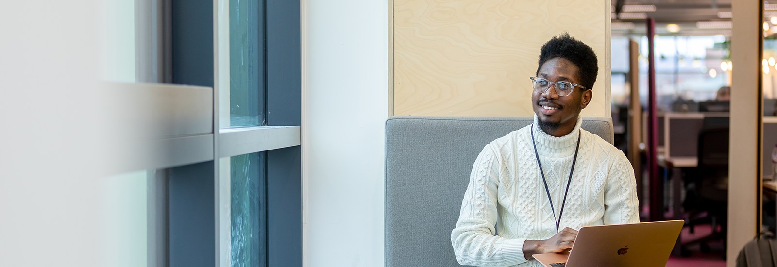 A Teesside student in the library