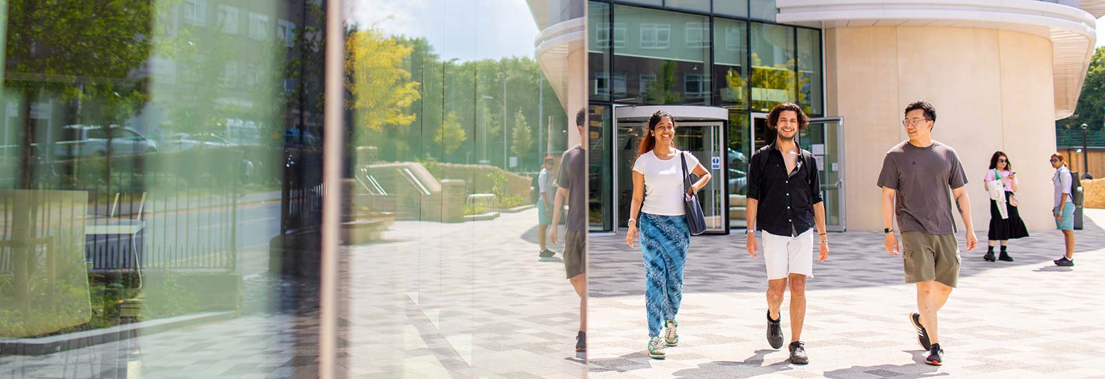 Students walking through the University of Sheffield campus