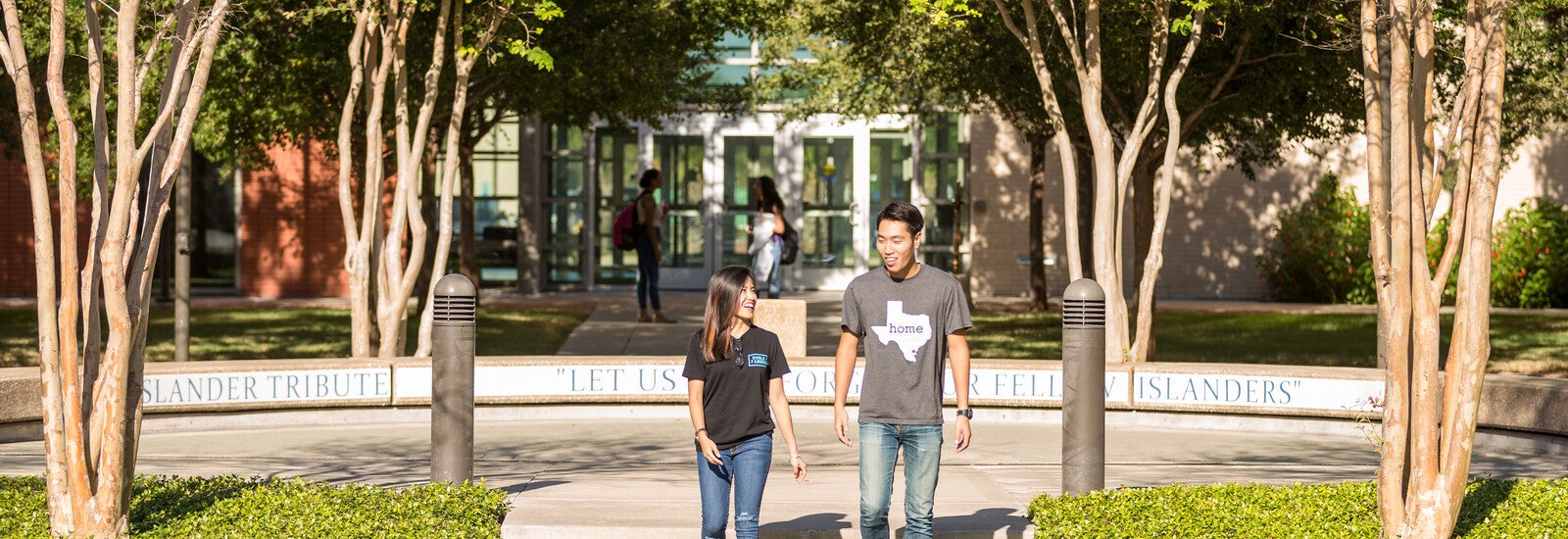 Students walking outside campus together