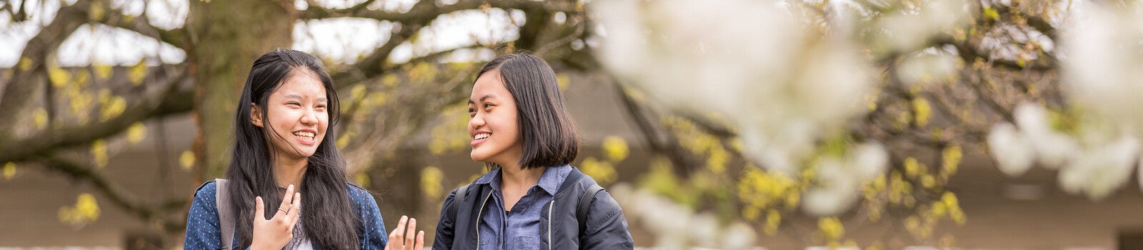 Two students on UCD's campus