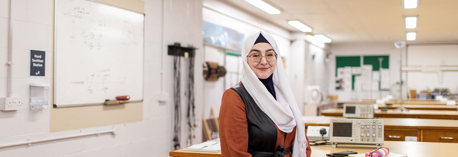 Student smiling in class