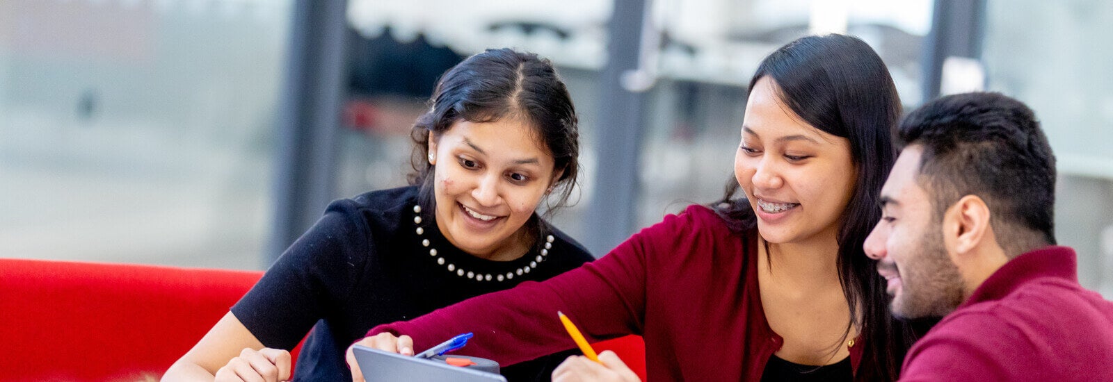 Cardiff University students working together