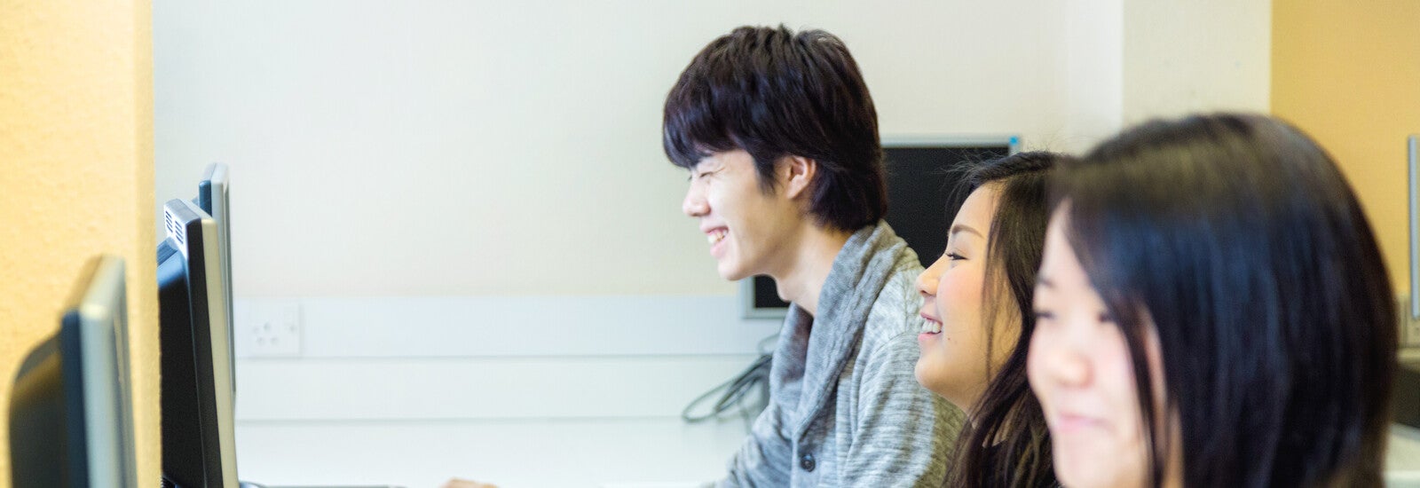 Students using computers in class