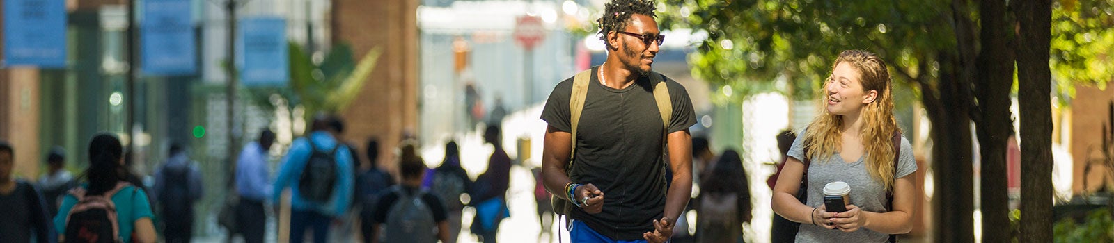 Students walking through Long Island together