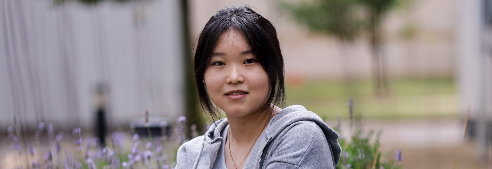 Student outside campus