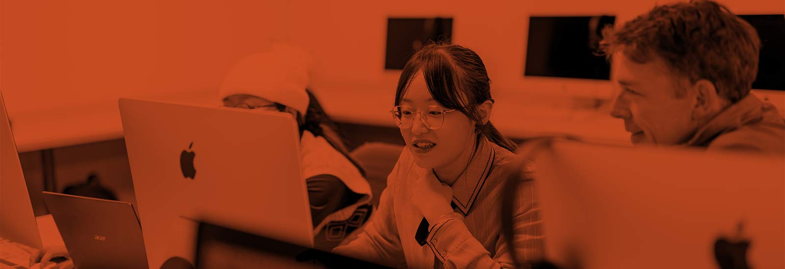 Students working on computers