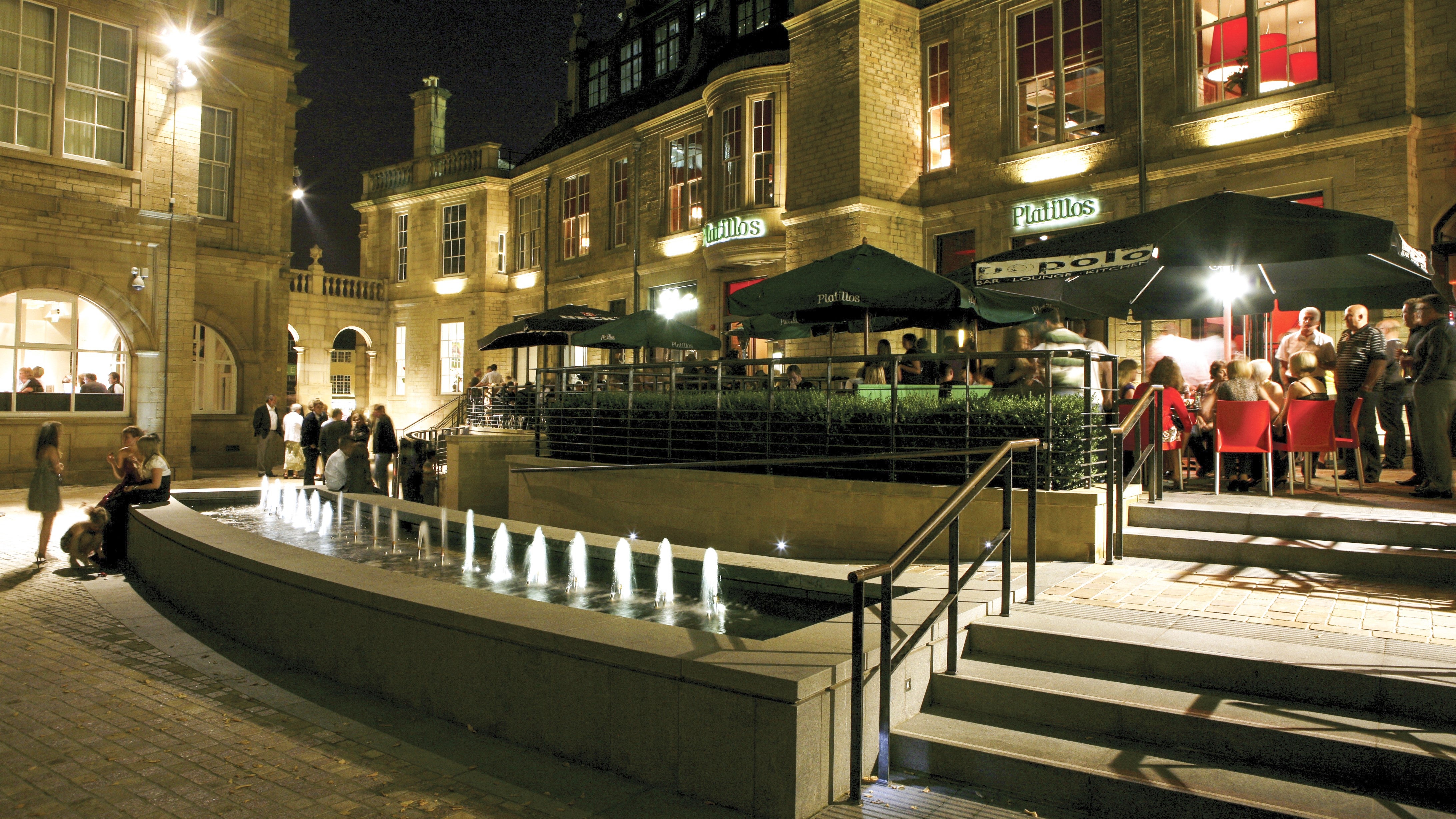 Students in city walking