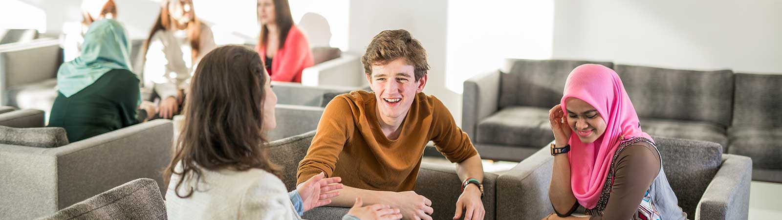 Students talking together in common area