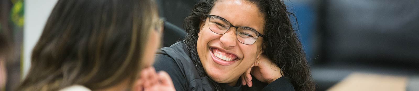 Students laughing together