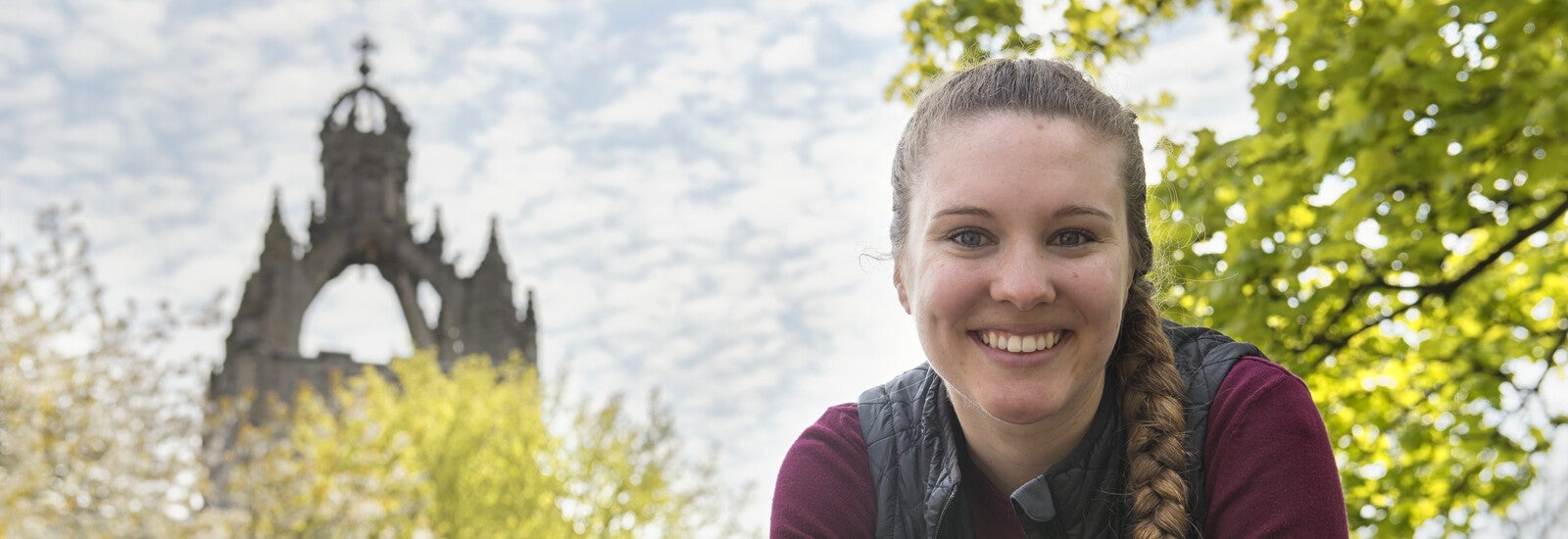 Student smiling outside Aberdeen