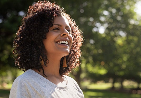 Woman enjoying the outside