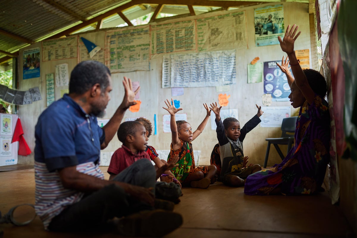 Children learning at an early education centre in Papua New Guinea