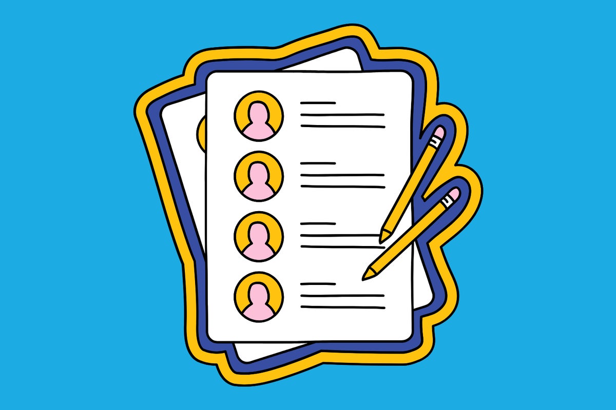 An illustration of two ballot papers with two pencils. 