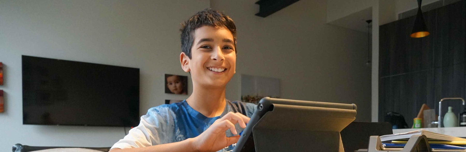 Student studying at home