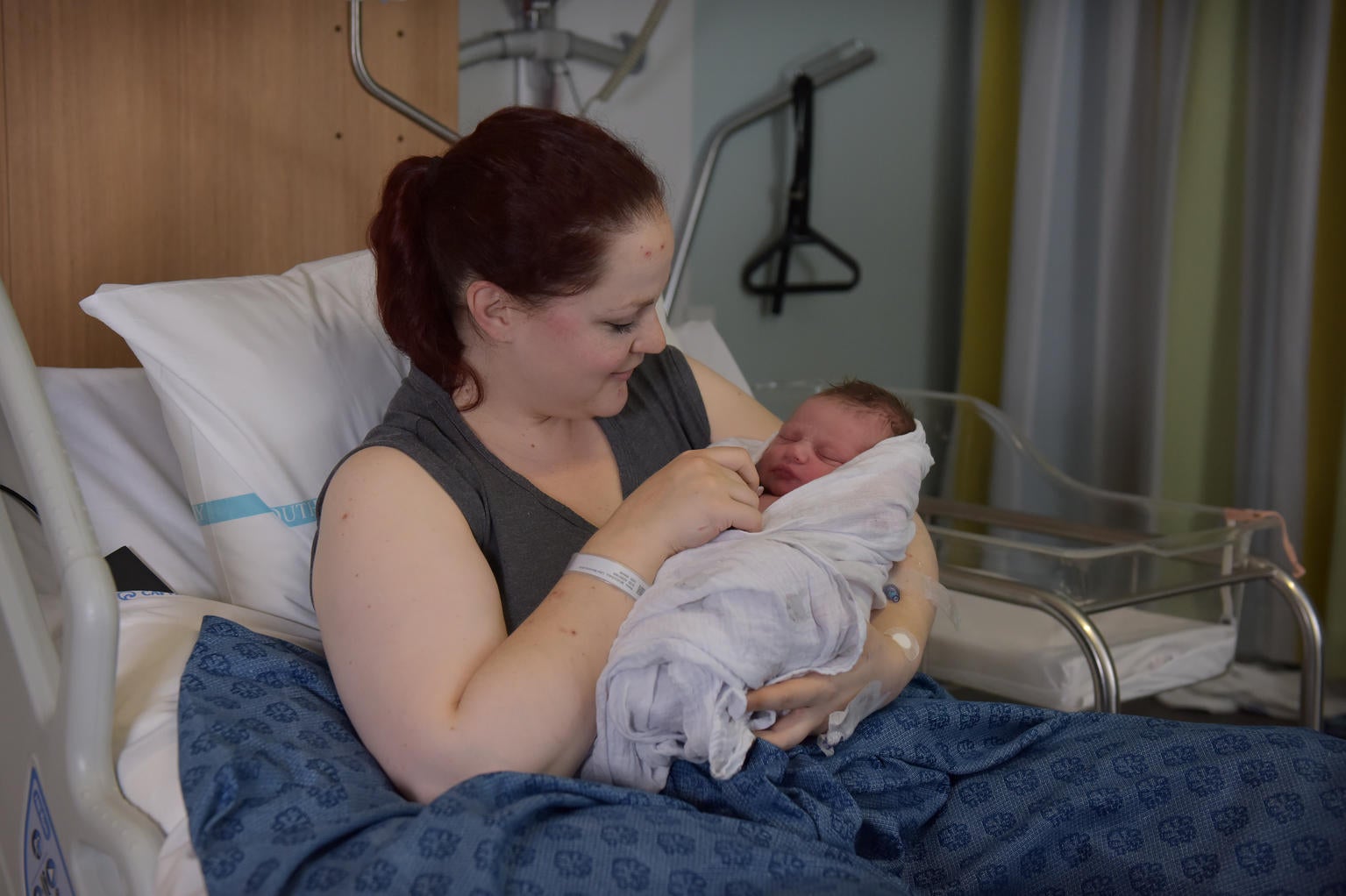 On 1 January 2019 in Australia, newborn baby boy Lincoln Allen McDougall is held in his mother Lilian’s arms at the Canberra Centenary Hospital 