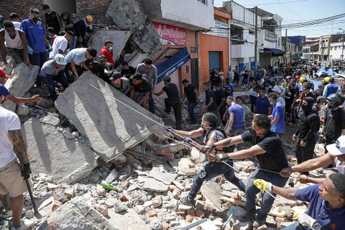 Collapsed buildings in Colombia