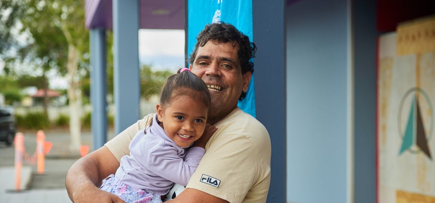 A father with his daughter. 