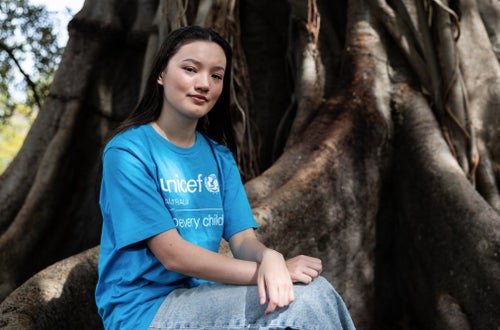 A UNICEF Australia Young Ambassador smiling at camera.