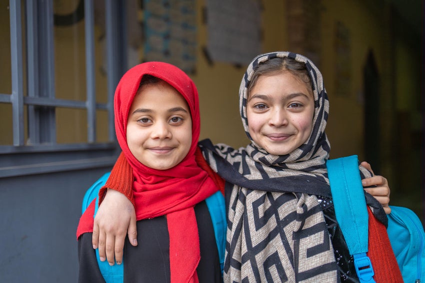 Two schoolgirls in Afhganistan.