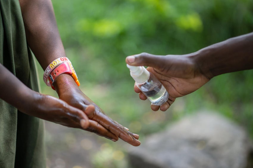 An alcohol-based hand sanitiser kills germs and helps prevent the spread of viruses.