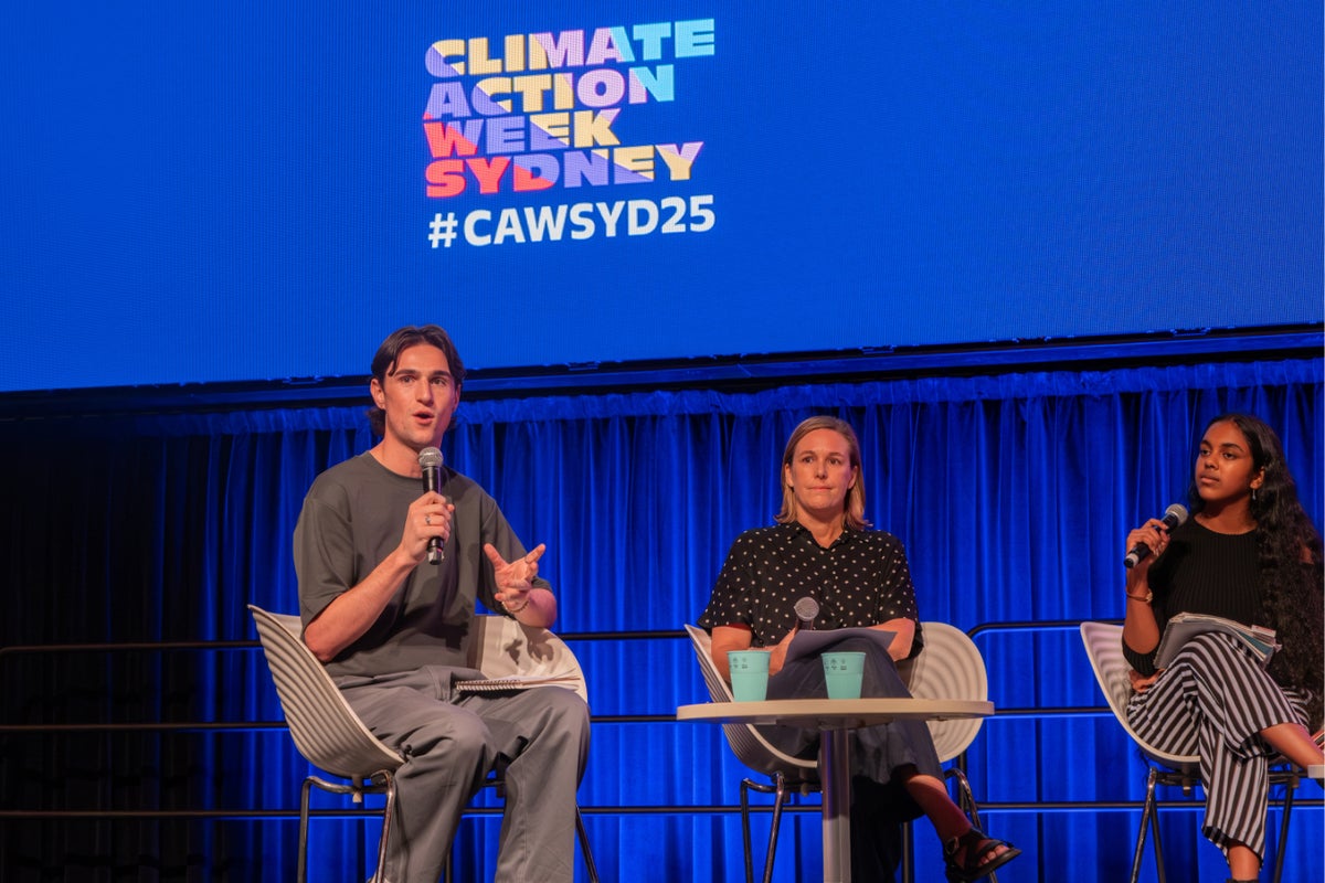 UNICEF Australia Young Ambassador, Lincoln, speaks during a panel discussion at Climate Action Week in Sydney.