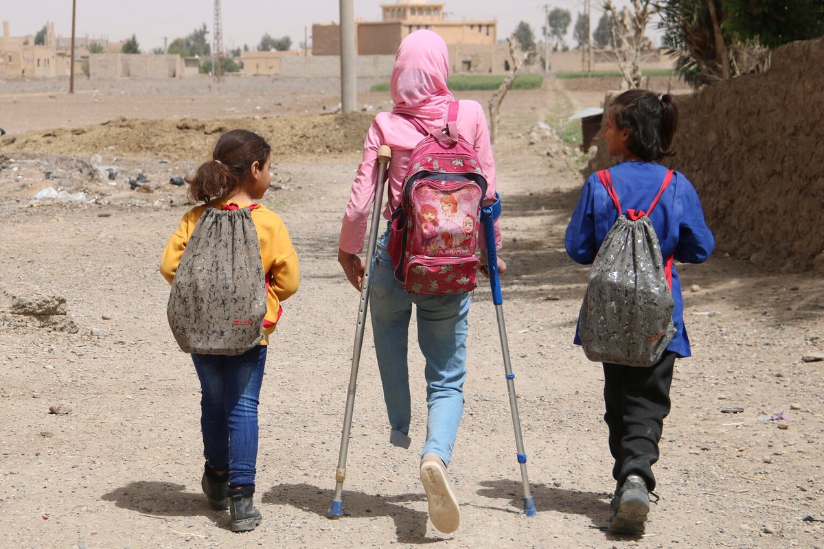 Children walking to school.
