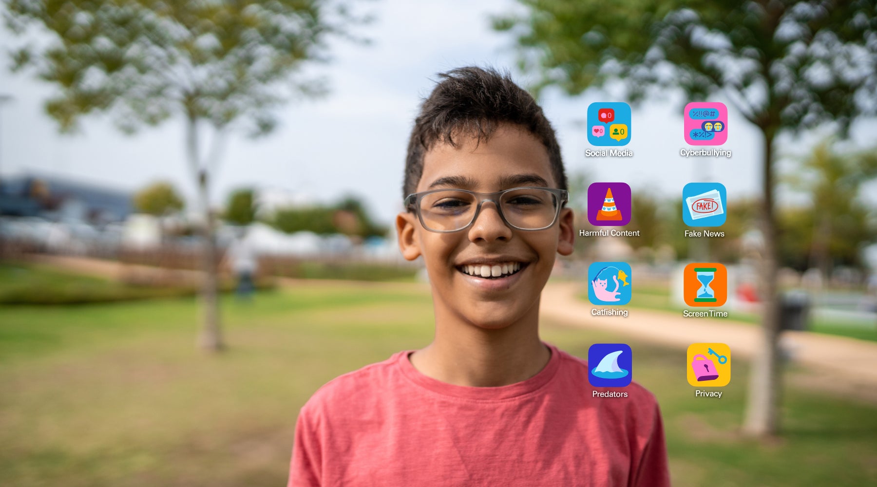 Young boy looking at social media