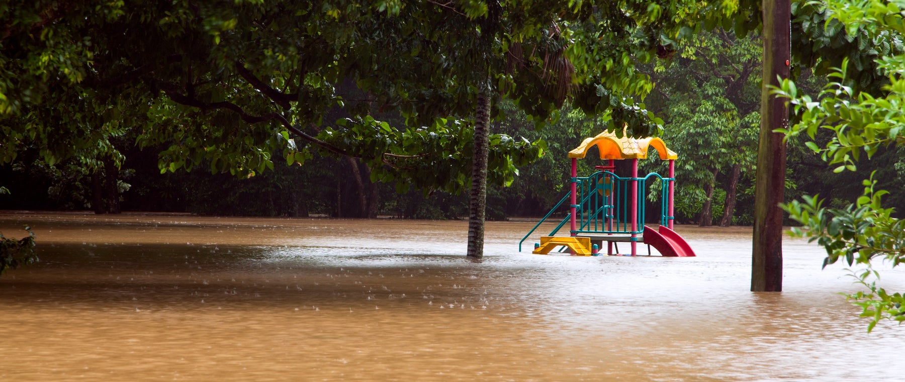 Children's playground under water