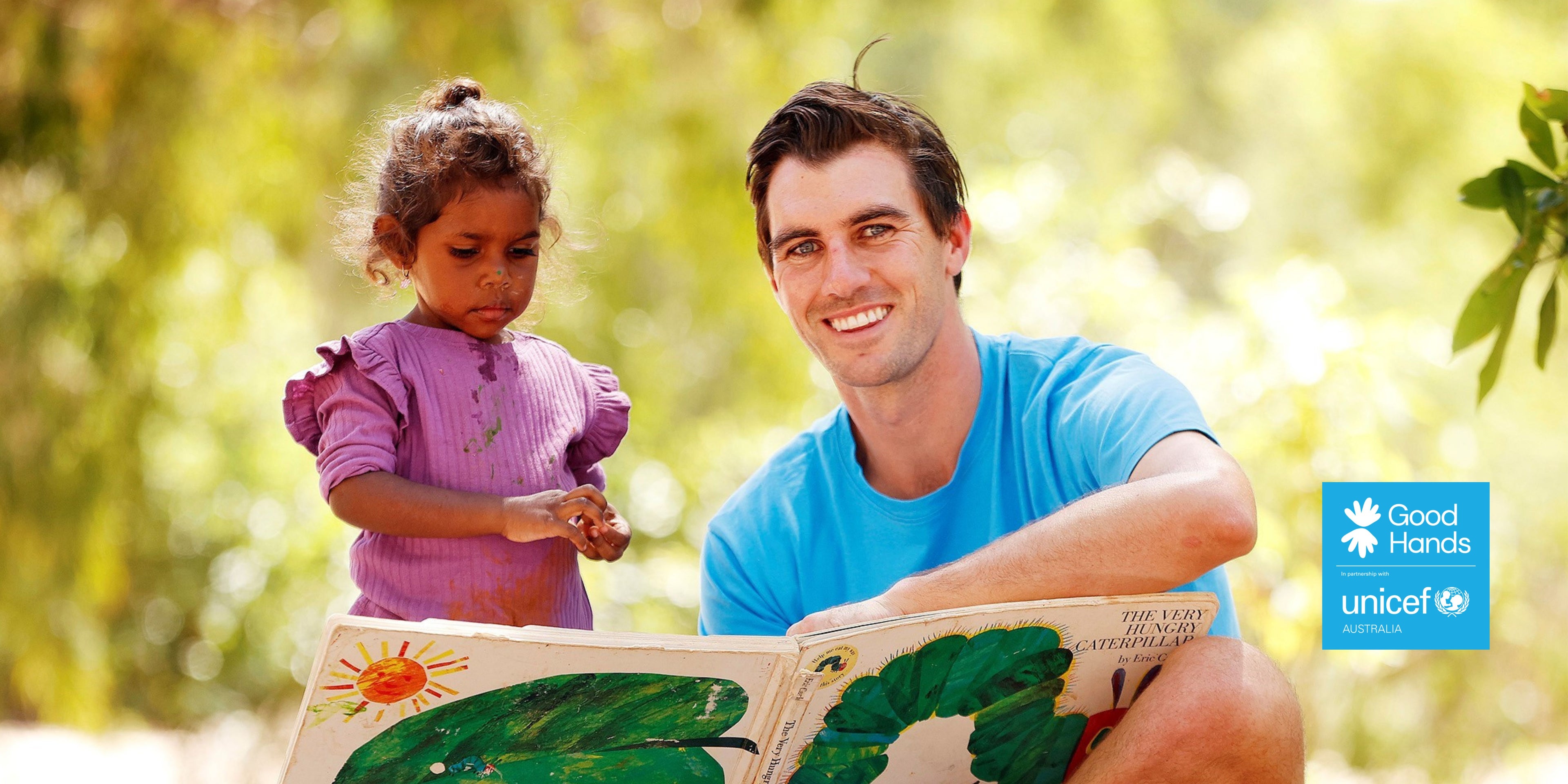 In 2023, Pat Cummins visited Indi Kindi, an early education program in a remote Northern Territory community.  