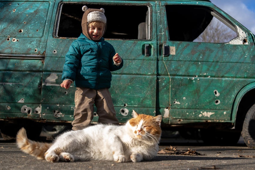 Born in Ukraine just weeks before the full-scale war began, three-year-old Yehor has spent his entire life in displacement. Yet, in moments like this, his childhood shines through.