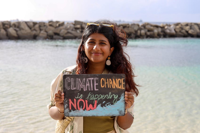 In the Maldives, young people stand united, sending powerful messages on the urgent need for climate action. 