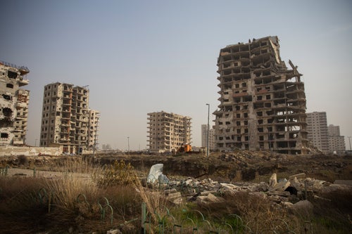 Street destroyed by war in Syria