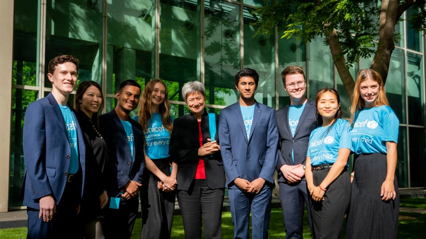 Penny Wong with UNICEF Young Ambassadors